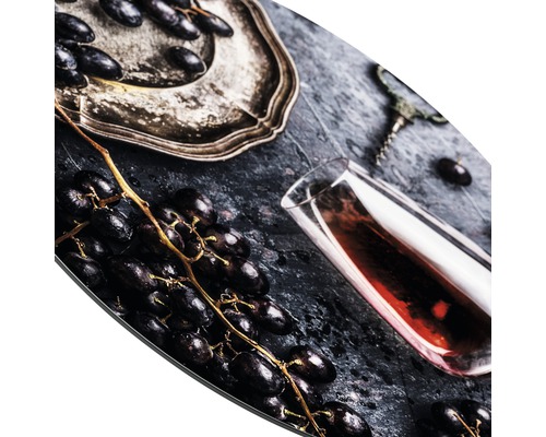 Decoratieve plaat met druiven en wijnglas motief