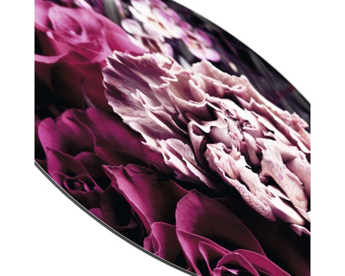 Close-up van een ronde afbeelding met een bloemmotief