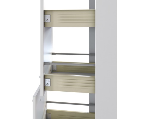 Uittreksel van een witte meubelkast met laden