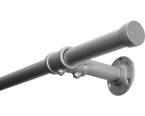 Metalen buis kledingroede met eindstuk en wandhouder