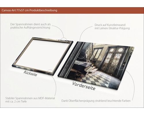 Canvasfoto met frame van MDF-materiaal, diepte circa 2 cm, canvas met linnenstructuur