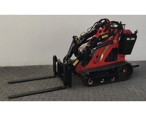 Compacte rode minirupslader met palletvork