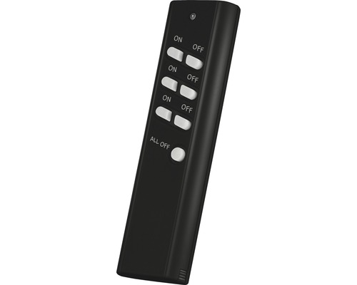 Zwarte afstandsbediening met aan- en uitknoppen