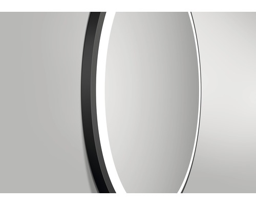 Ronde spiegel met ledverlichting en donker frame