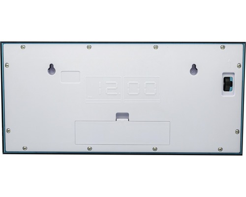 Achterkant van een digitale klok met ophangsysteem