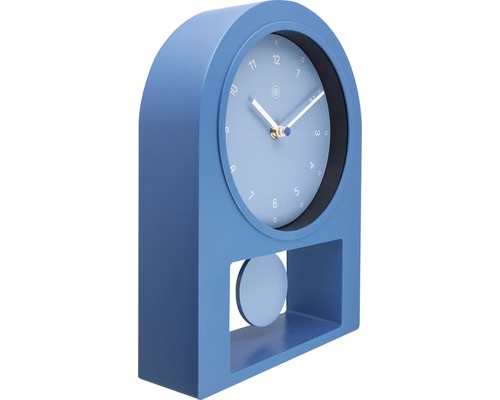 Blauwe tafelklok met slinger