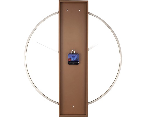 Achterkant van een wandklok met een cirkelvormig ontwerp