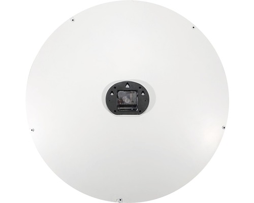 Achterkant van een ronde wandklok met uurwerk