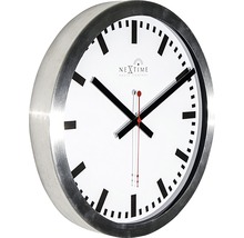 NEXTIME Wandklok Station aluminium wit ø 35 cm