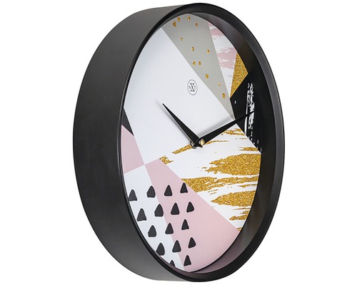 Wandklok met abstract patroon en zwarte lijst