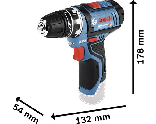Bosch accuschroefboormachine met afmetingen