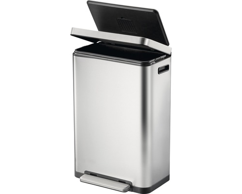 Roestvrijstalen pedaalemmer met open deksel