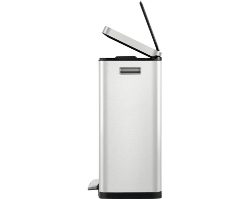 Metalen afvalemmer met open deksel