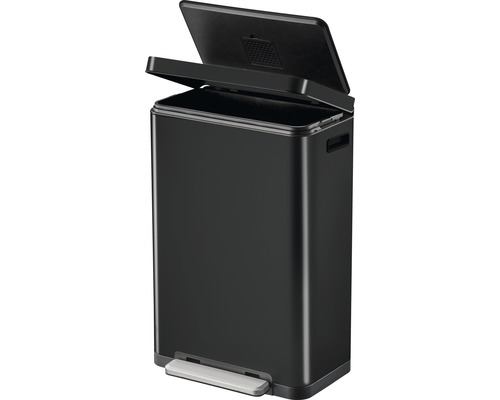 Zwarte pedaalemmer met open deksel