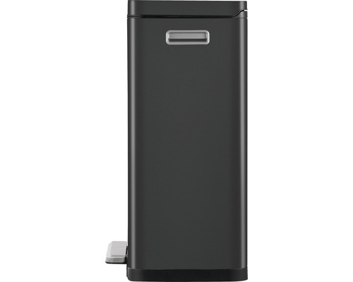 Rechthoekige grijze pedaalemmer van staal met handvat