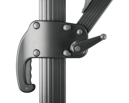 Detailopname van een hendel voor het verstellen van een parasol