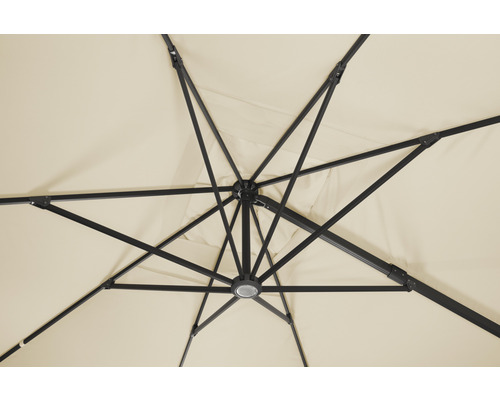 Detailopname binnenkant van een tuinzonne parasol met stutten