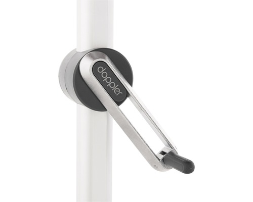 Doppler Logo op een slinger voor een parasol