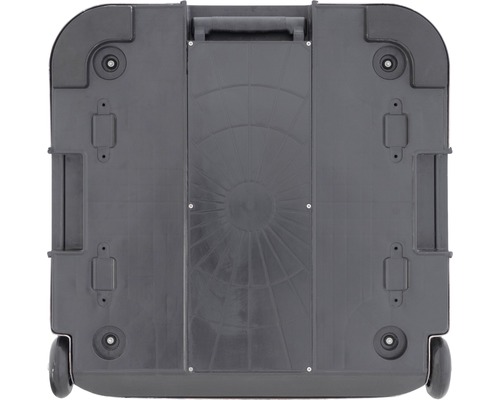 Onderkant van een transportbox met wielen