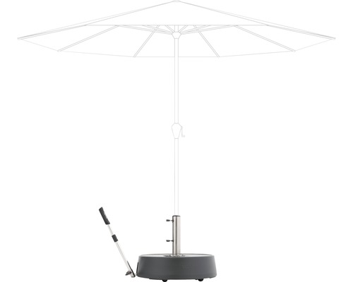 Parasolvoet met handgreep en wielen