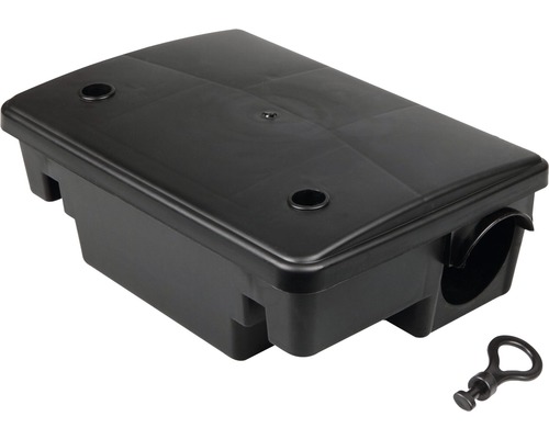 Zwarte lokaasdoos met sleutel voor ongediertebestrijding