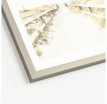 Ingelijste afbeelding met strandthema en houten frame