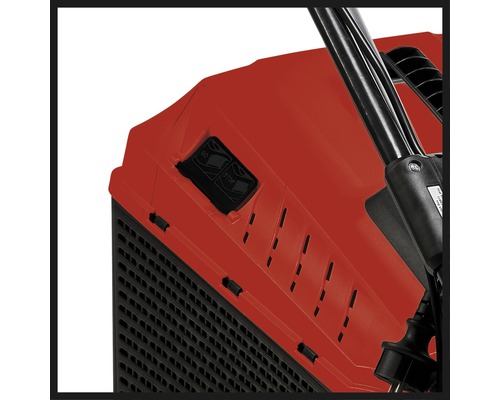 Detailweergave van een grasmaaier met start- en stopknop