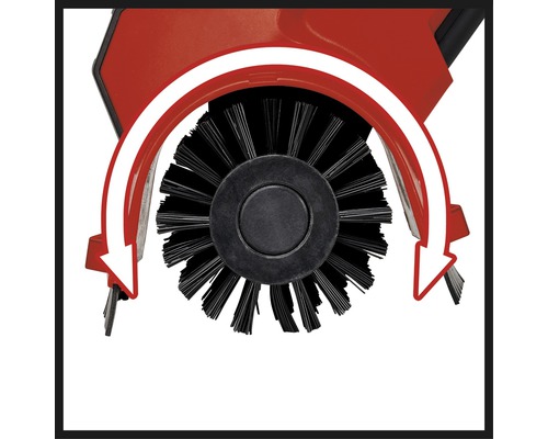 Veegborstel met pijl die de draairichting aangeeft