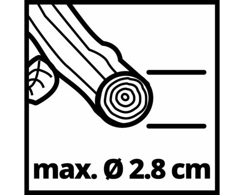 Symbool: Maximale houtdiameter 2,8 centimeter