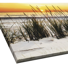 Canvas schilderij met strandmotief en gras op de voorgrond