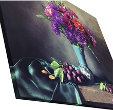Decoratieve canvasprint met bloemstilleven, vaas en pruimen