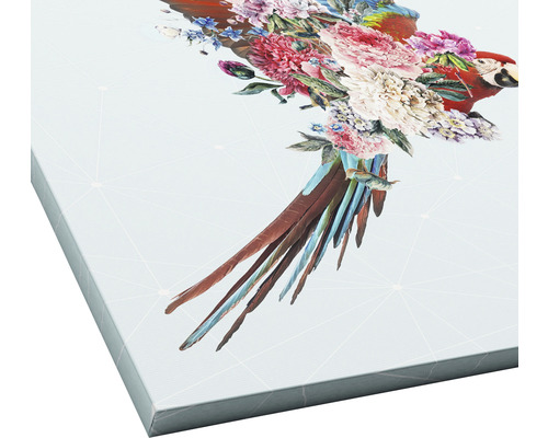 Decoratief canvas met een papegaai en bloemmotief