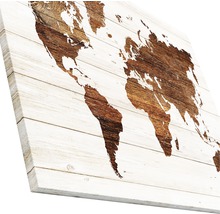 Wereldkaart op houten plank