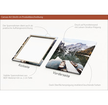 Canvas schilderij 50x50 centimeter met MDF frame, voor- en achterkant