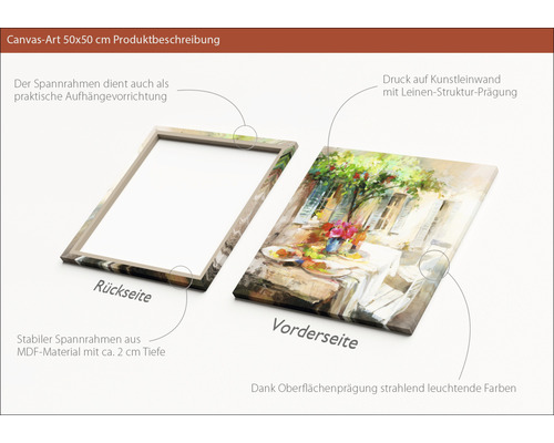 Canvas schilderij met motief, 50x50 cm, met MDF-frame