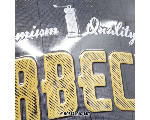 Detailopname van een barbecueteken met het Nostalgic Art-logo