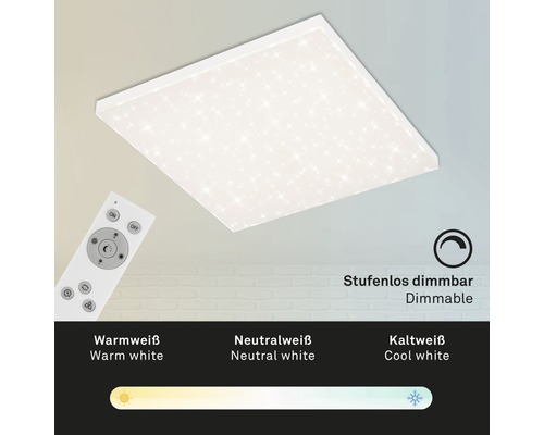 Vierkante LED plafondlamp met afstandsbediening voor het aanpassen van helderheid en kleurtemperatuur