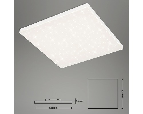 Vierkante led-plafondlamp met sterrenhemel en maataanduidingen