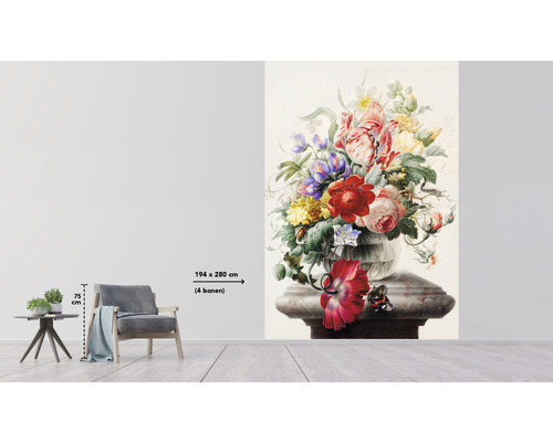 Wandafbeelding met bloemstuk in het formaat 194 x 280 cm