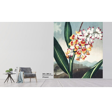 Wanddecoratie met bloemmotief in interieur met stoel en tafel