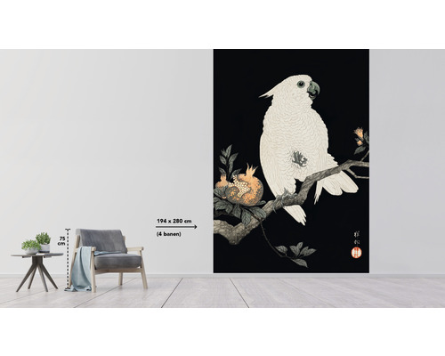 Vliesbehang met vogelmotief, afmetingen 194 bij 280 cm