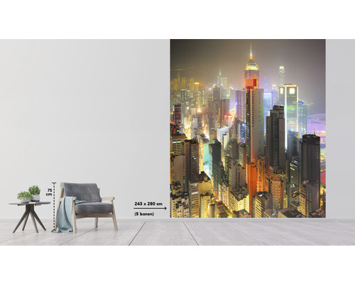 Fotobehang met skyline motief, afmetingen 243 bij 280 centimeter