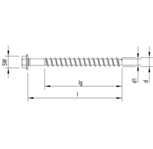 Technische tekening van een schroef met maatvoering