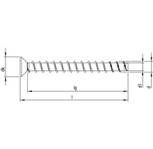 Technische tekening van een verzonken schroef met afmetingen