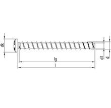 Technische tekening van een schroef met afmetingen