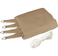 Beige zonnescherm met touw voor montage