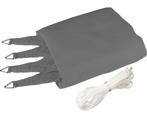 Grijs zonnescherm met bevestigingstouw