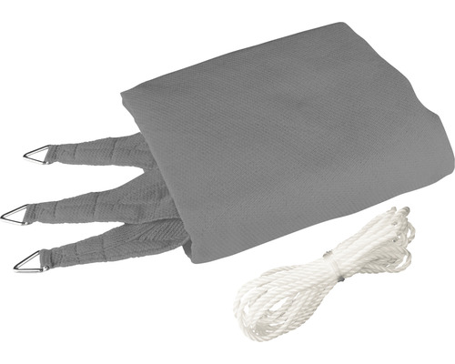 Grijs zonnescherm met bevestigingstouw