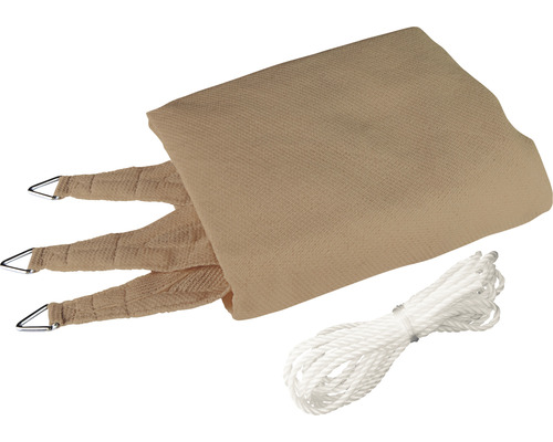 Beige zonwering met touwen