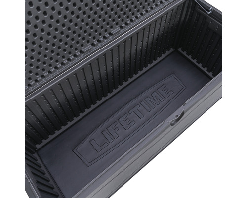 Binnenaanzicht van een kunststof tuinkist met Lifetime logo